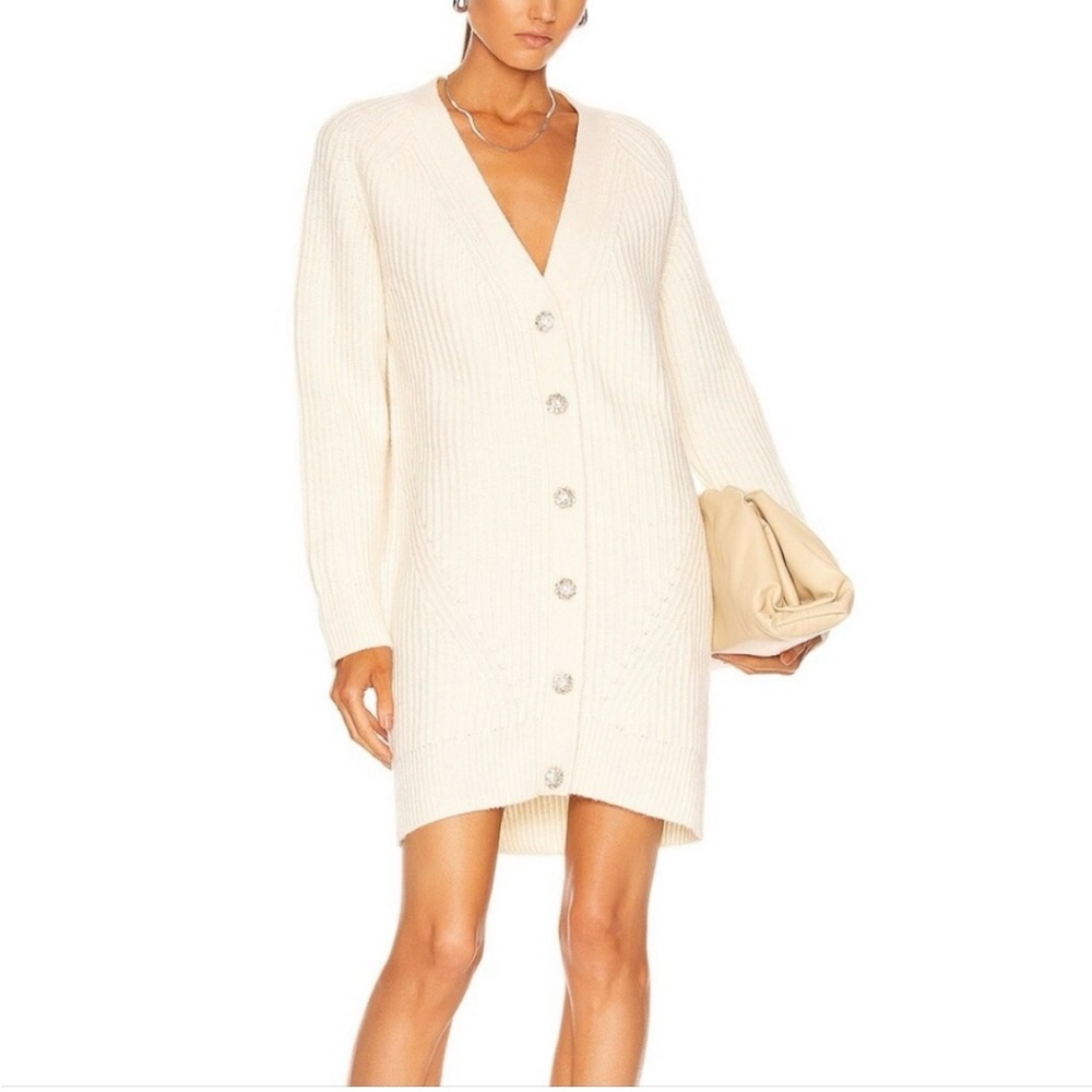 ‼️SOLD‼️Ganni Cream Crystal Button Oversized Cardigan